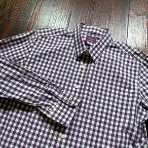 UNTUCKit Shirt Mens L‎ Purple Plaid Slim Fit Cotton Preppy - EUC
